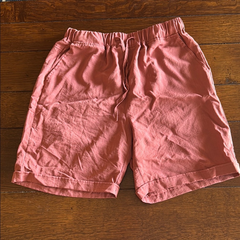 Pink Flat Front Casual Shorts